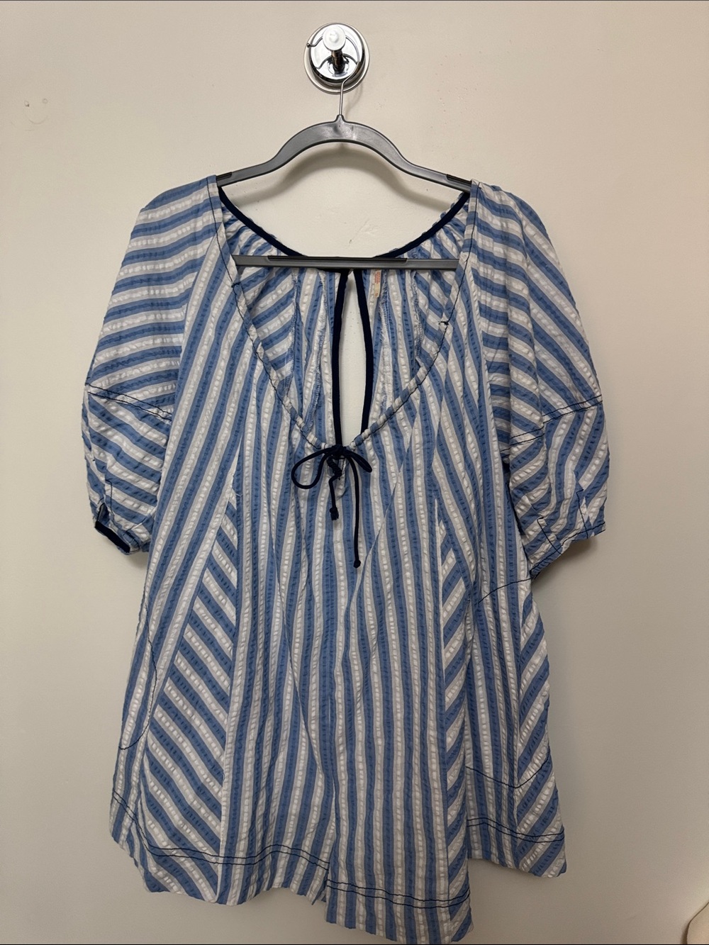 Women’s Blue & White Striped free people romper! Size XS